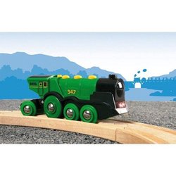 BRIO World - 33593 - Powerful Green Locomotive With Batteries - Wooden