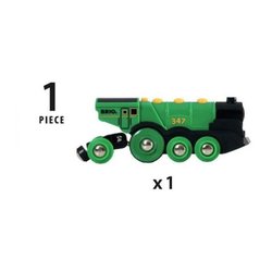 BRIO World - 33593 - Powerful Green Locomotive With Batteries - Wooden