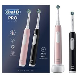 Oral-B Pro Series 1 Packung mit zwei elektrischen Zahnbürsten in Rosa 