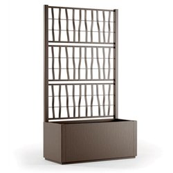 Rechteckiger Blumenkasten Ethica 80 cm mit taupefarbenem Rankgitter