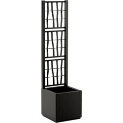 Bloembak - ETHICA - Grafiet - Vierkant met trellis - 38 L - STEFANPLAS