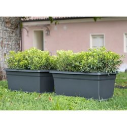 Mediterraneo Rectangular Flower Bin - 110L - 100 cm - Plastica - Antra