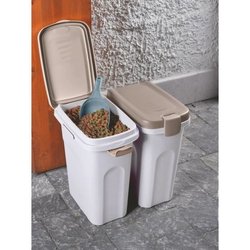 KERBL - Contenedor - Comida para mascotas - Marrón/blanco - 15 l