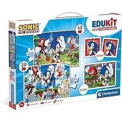 Clementoni - Edukit - Sonic - 4 in 1 leerdoos - 2 puzzels, 1 memo, 1 s