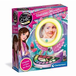 CLEMENTONI  Einhorn-Make-up-Spiegel  Lichtring  Make-up sowie Haar-