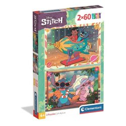 Puzzle 2x60 pieces Stitch, Pour enfants a partir de 3 ans, Theme dessi