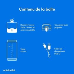 Licuadora portátil - NutriBullet - NBP003MA - 70W - 0.475L - Rosa - 1 