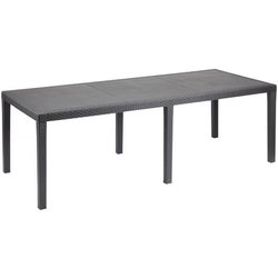 Mesa de comedor exterior Queen efecto ratán - Antracita - 220 x 90 x 7