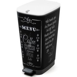 Pattumiera da cucina a pedale KIS 50L CHIC Menu a motivi neri