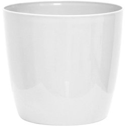 Shiny flowerpot - GARDEN ID - Shiny White with wheels - 30 x 27 cm - C
