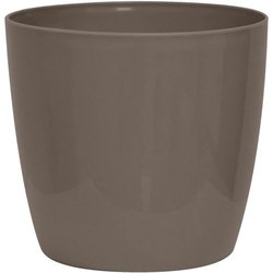 Shiny flowerpot - GARDEN ID - Shiny Taupe with wheels - 30 x 27 cm - C
