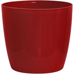 Vaso per piante lucido - GARDEN ID - Rosso brillante con ruote - 35 x 