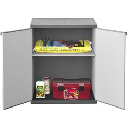 Armoire de rangement basse en résine TOOD - 1 tablette - 2 portes - Gr