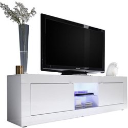 TV-Schrank - BASIC - 2 Türen - Hochglanz-Weißlack - 180 x 43 x 56 cm