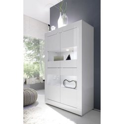 Vitrine - BASICO - 4 Türen - Hochglanzlack weiß - 101 x 42 x 161 cm