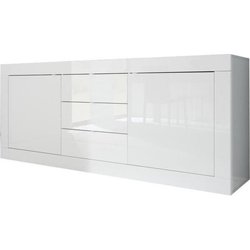 Basico Buffet 2 Türen 3 weiß lackierte weiße Schubladen - L210xp42xh85