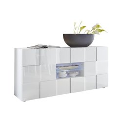 MILANO Sideboard  glänzend lackiertes weißes Dekor  2 Türen, 2 Schub