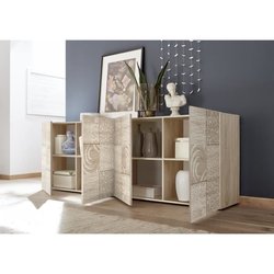 Sideboard - MIRONA - 4 Türen - Samoa-Eiche mit Siebdruck - 241 x 43 x 