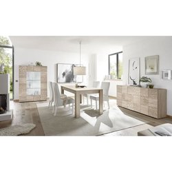 Sideboard - MIRONA - 4 Türen - Samoa-Eiche mit Siebdruck - 241 x 43 x 