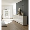 Sideboard - MIRONA - 4 Türen - Weißer Hochglanzlack mit Siebdruck - 24