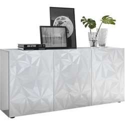 3-türiges Sideboard - glänzend weiß lackiert - L 181 x T 42 x H 84 cm 
