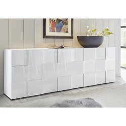 Sideboard - MILANO - 4 Türen - Weiß glänzend lackiert - 241 x 42 x 84 