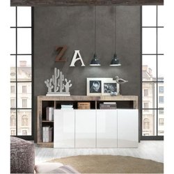 Buffet MAESTRO - Panneaux de particules - Effet Bois Vintage et blanc 