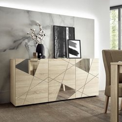 Buffet Victory - Dekor Chene Sonoma - 3 Türen - Spiegel - L 181 x D 42