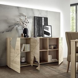 Buffet Victory - Dekor Chene Sonoma - 3 Türen - Spiegel - L 181 x D 42