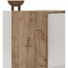 Buffet 3 Portes VENEZIA - Blanc laqué brillant et chene Cadiz - L 181 