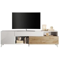 TV-Schrank - MONTECARLO XXL - 1 Tür - 2 Schubladen - Weiß lackiert / C
