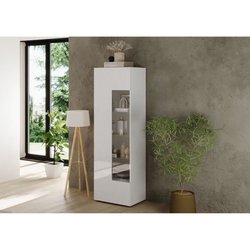 Vitrine - RICCIONE - Blanc laqué brillant - 1 porte en verre - 60 x 42