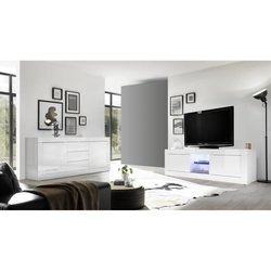 Wohnzimmerset - 180 cm TV-Möbel + 210 cm Sideboard mit 2 Türen und 3 S
