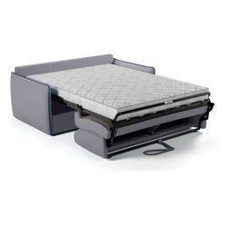 Express-Umbausofa - AGATHE - Grauer Stoff - Blaue Kante - 175 x 100 x 