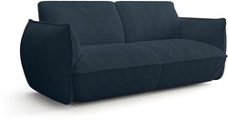 Canapé fixe - 3 places - SOFFIO - Tissu Bleu - 220 x 98 x 83 cm