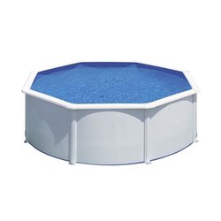Weißer runder Aufstellpool aus Stahl  Fidschi  Ø370 x 122 cm  GRE 