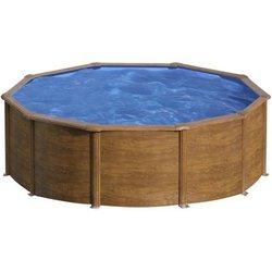 GRE  Bausatz für runden oberirdischen Pool aus Holzimitat und Stahl 