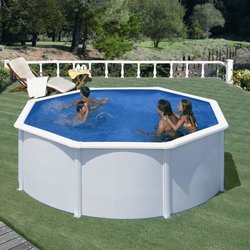 GRE - Weißer runder Aufstellpool-Bausatz aus Stahl Ø300 x 122 cm (Lief