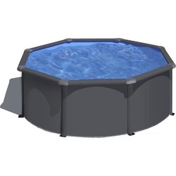 GRE - Runder Aufstellpool-Bausatz aus anthrazitgrauem Stahl - Ø300 x H