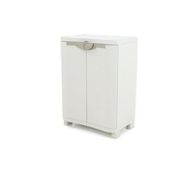 Armoire basse de rangement en résine PLASTIKEN - 2 portes et 2 étagere