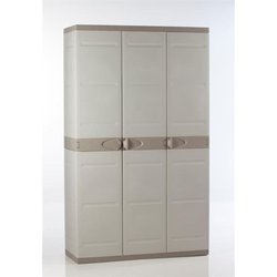Armoire haute de rangement PLASTIKEN TITANIUM - 3 portes, étageres et 