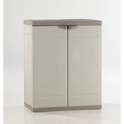Titanium Plastiken Low Cabinet 2 doors with Etageres L70 x P44 x H88 c