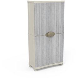 Kleiderschrank - PLASTIKEN - Platzsparend - 90 cm - 4 Böden - Weiß/Gra