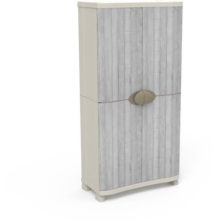 Kleiderschrank - PLASTIKEN - Platzsparend - 90 cm - 4 Böden - Weiß/Gra