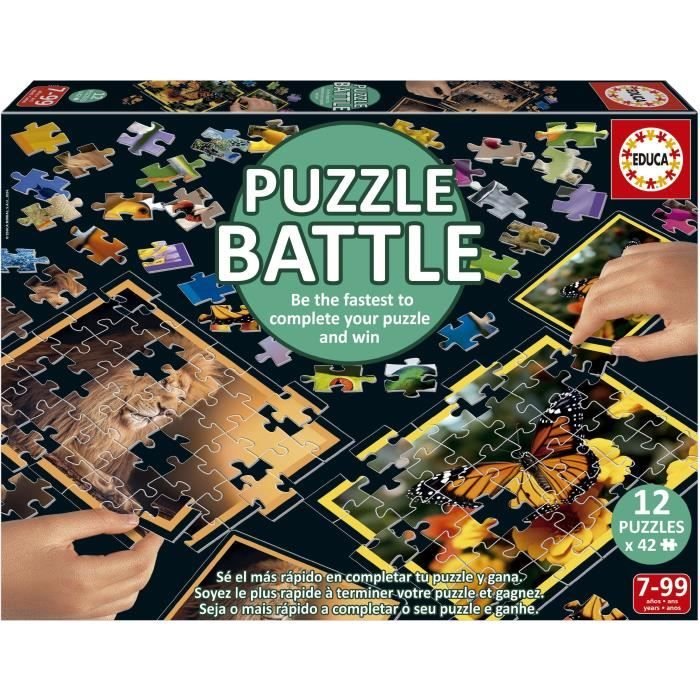 Puzzle - EDUCA - Battle Jr Natura - 12 puzzle - 42 pezzi - Tema Natura
