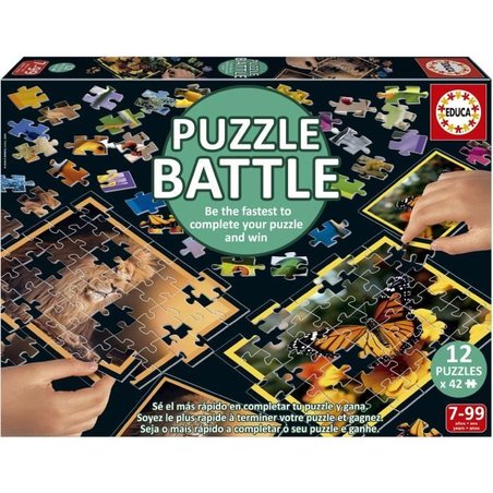 Puzzle - EDUCA - Battle Jr Natura - 12 puzzle - 42 pezzi - Tema Natura