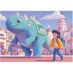 4 Puzzle - EDUCA - Dinosauri amichevoli - 20+40+60+80 pezzi