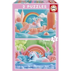 Puzzel - EDUCA - Magische Eenhoorns - 2 x 48 stukjes - Fantasiethema -