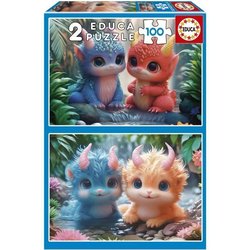 Puzzle - EDUCA - Süße Monster - 2 x 100 Teile - Für Kinder ab 8 Jahren