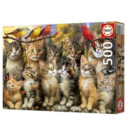 Puzzle - EDUCA - Kätzchen und Vögel - 500 Teile